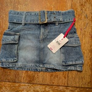 Justice Blue Denim Skirt with Belt